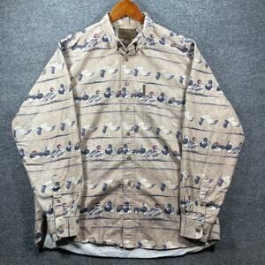 Magellan Sportswear Button Down Duck Hunting Shirt Men's XL Beige Ducks Allover